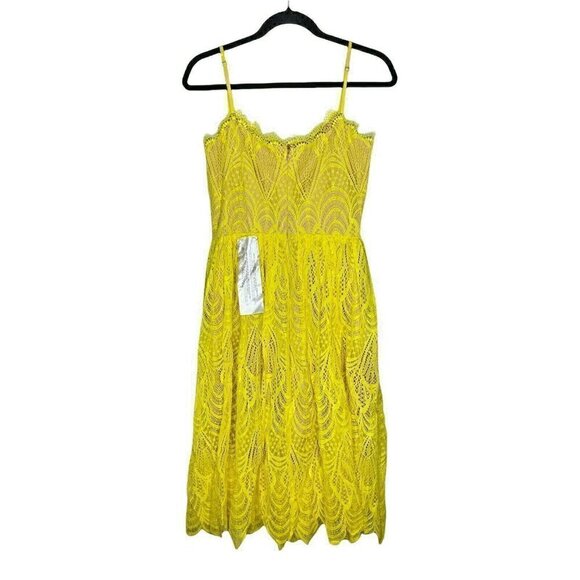 Dress The Population Dress Size S NEW Francesca Embroidered Lace A-Line Yellow - Picture 5 of 8